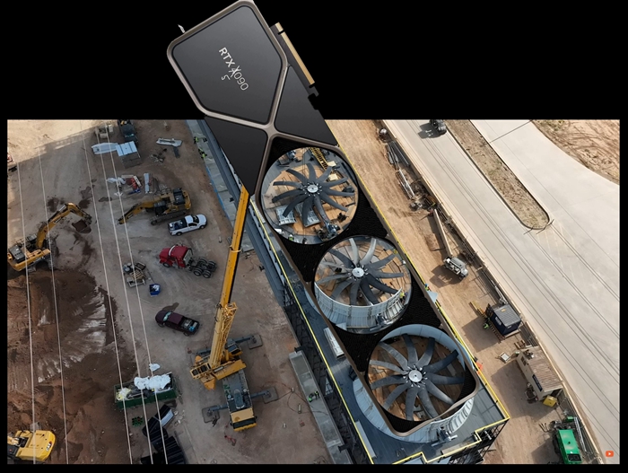特斯拉德州新資料心安裝了一組巨型風扇，網友一看照片「根本RTX 5090 」巨人版