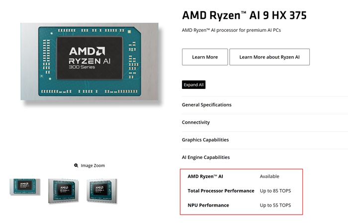 AMD悄然發佈新Ryzen AI 9 HX 375 ，AI算力再加速10％