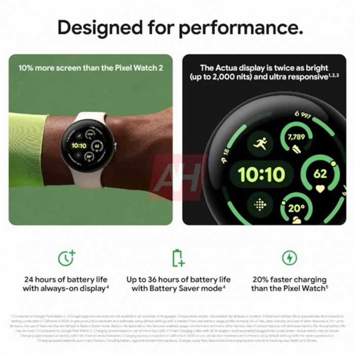 Google Pixel Watch 3 / XL 爆料匯總：完整宣傳圖外洩、支援 UWB、改善續航、更小邊框、亮度翻倍