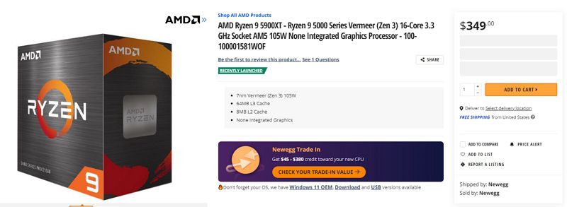AMD打破延期謠言，Ryzen 9 5900XT / Ryzen 7 5800XT如期上架、價格公布