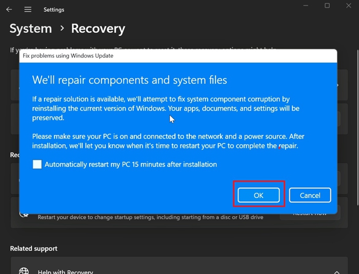 Windows 11引入新的恢復系統方式 可使用Windows Update完成重裝