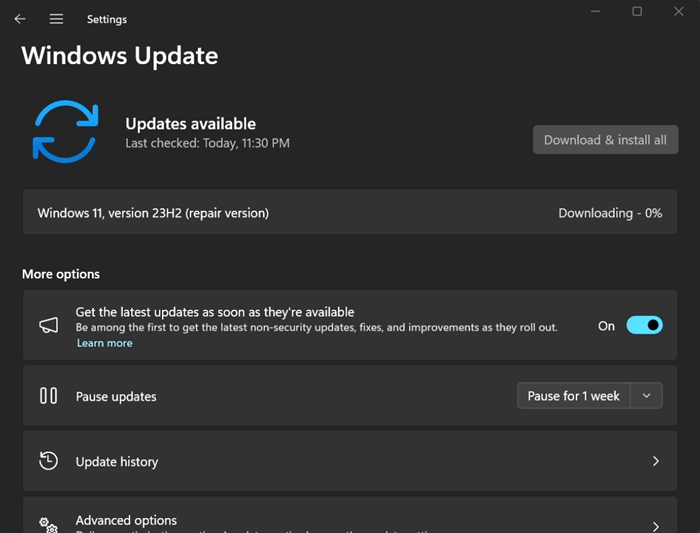 Windows 11引入新的恢復系統方式 可使用Windows Update完成重裝