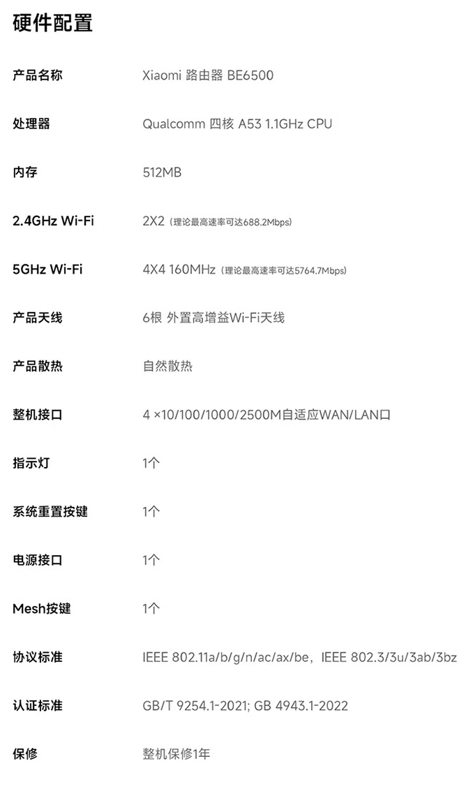 小米路由器 BE6500 在中國開啟預售：四核心、Wi-Fi 7，價格約台幣2800元
