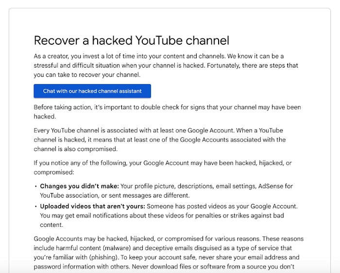 YouTube推出AI聊天機器人，但功能是用來幫助用戶搶救被駭的帳戶