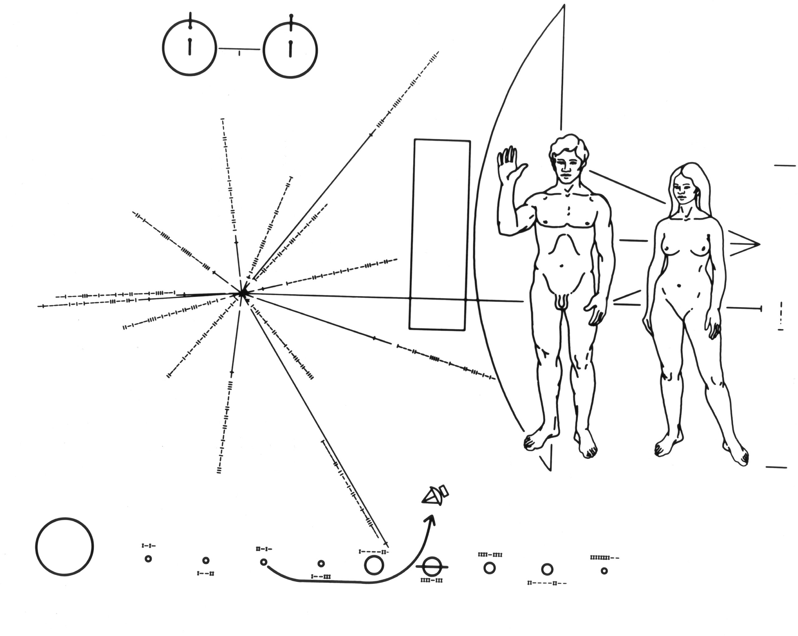 先鋒號鍍金鋁板上面所鐫刻的訊息。圖片來源：Planetary