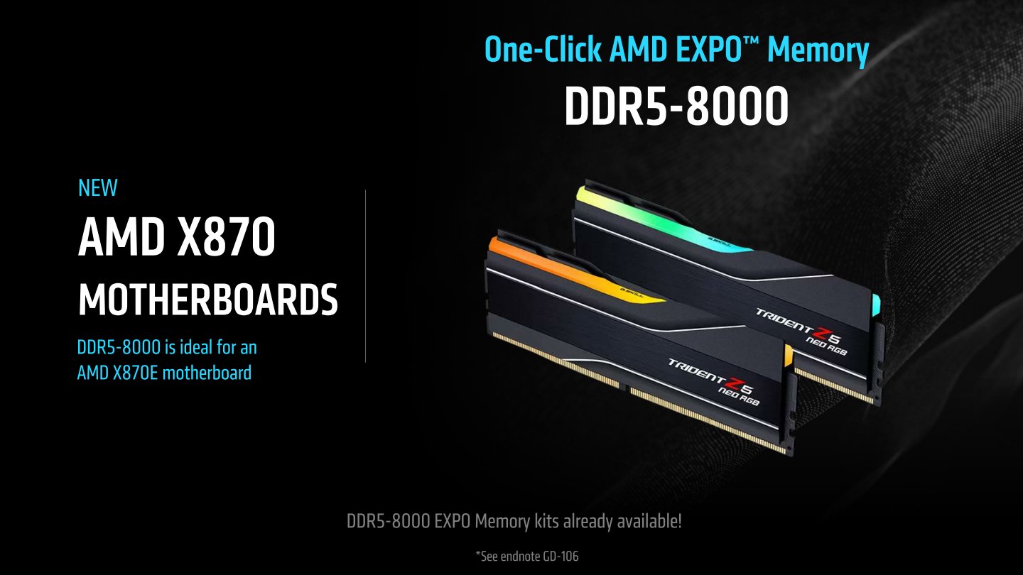 X870系列晶片組加入支援DDR5-8000記憶體的EXPO自動超頻參數。