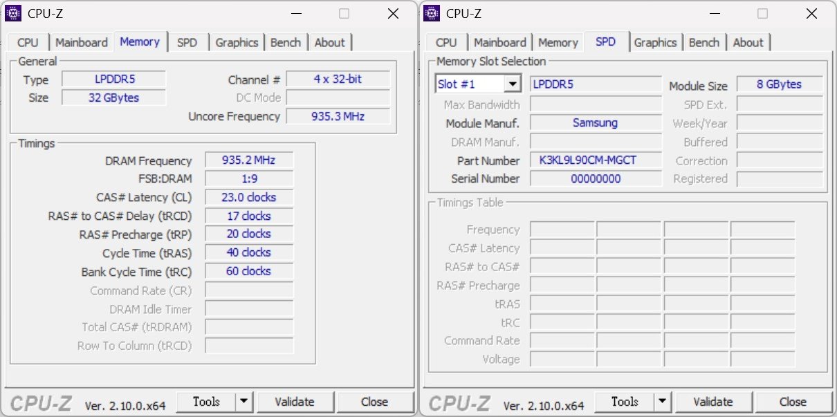 記憶體部份為on Board設計之雙通道DDR5X-7500 32GB。