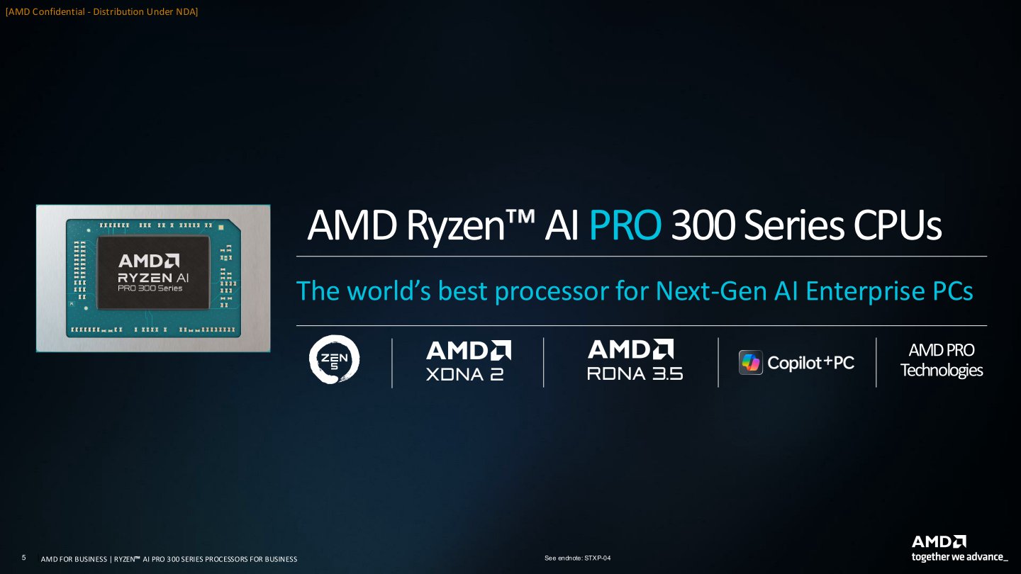 Ryzen AI PRO 300系列採用Zen 5運算、RDNA 3.5繪圖、XDNA 2 AI等架構，能夠帶來更出色的效能表現。