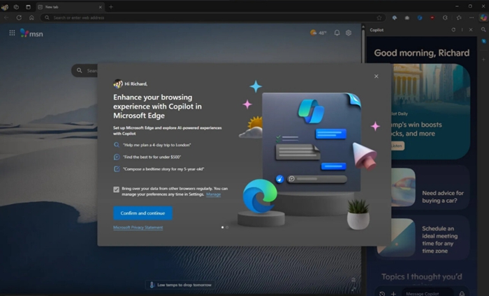 更新後的Microsoft Edge會嘗試從Chrome「偷」資料自動打開網頁