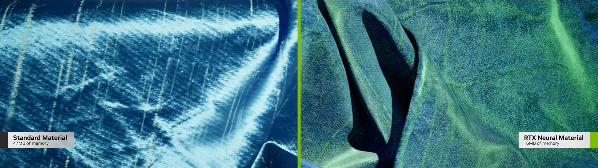 RTX 50系列加入的神經網路渲染器能夠支援Neural Material技術,節省材質貼圖的容量。