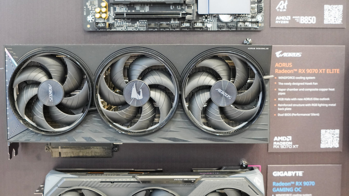 GIGEBYTE也展出了AORUS Radeon RX 9070 XT ELITE顯示卡。
