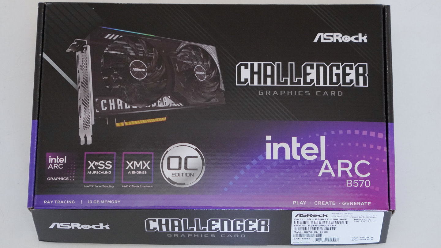 由於Arc B570沒有公板卡，因此測試專題使用ASRock Arc B570 Challenger 10GB OC。