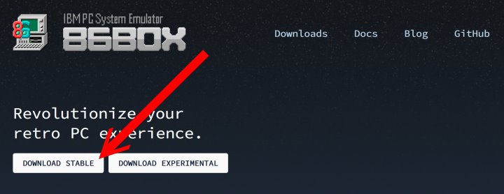 讀者可以先到86Box官方網站點擊Download Stable下載穩定版程式。