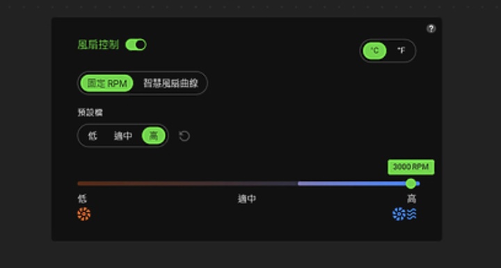 Laptop Cooling Pad 支援最新的 Synapse 4 軟體，提供固定 RPM 和智慧風扇曲線兩大模式。