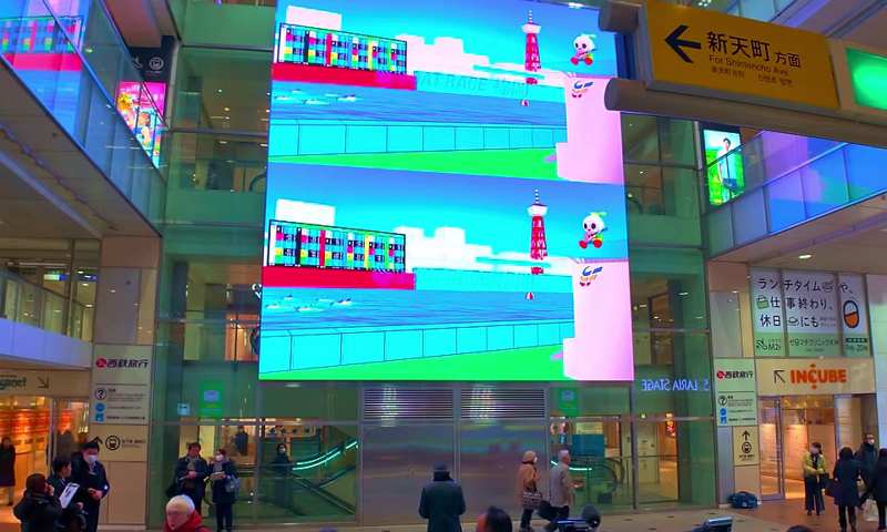 現實版 Minecraft？福岡天神街頭驚見「像素樹」！
