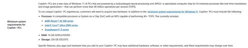 微軟更新 Windows 11 系統需求頁面，對 Copilot+ PC 硬體規格倒底要有什麼有了明確規範