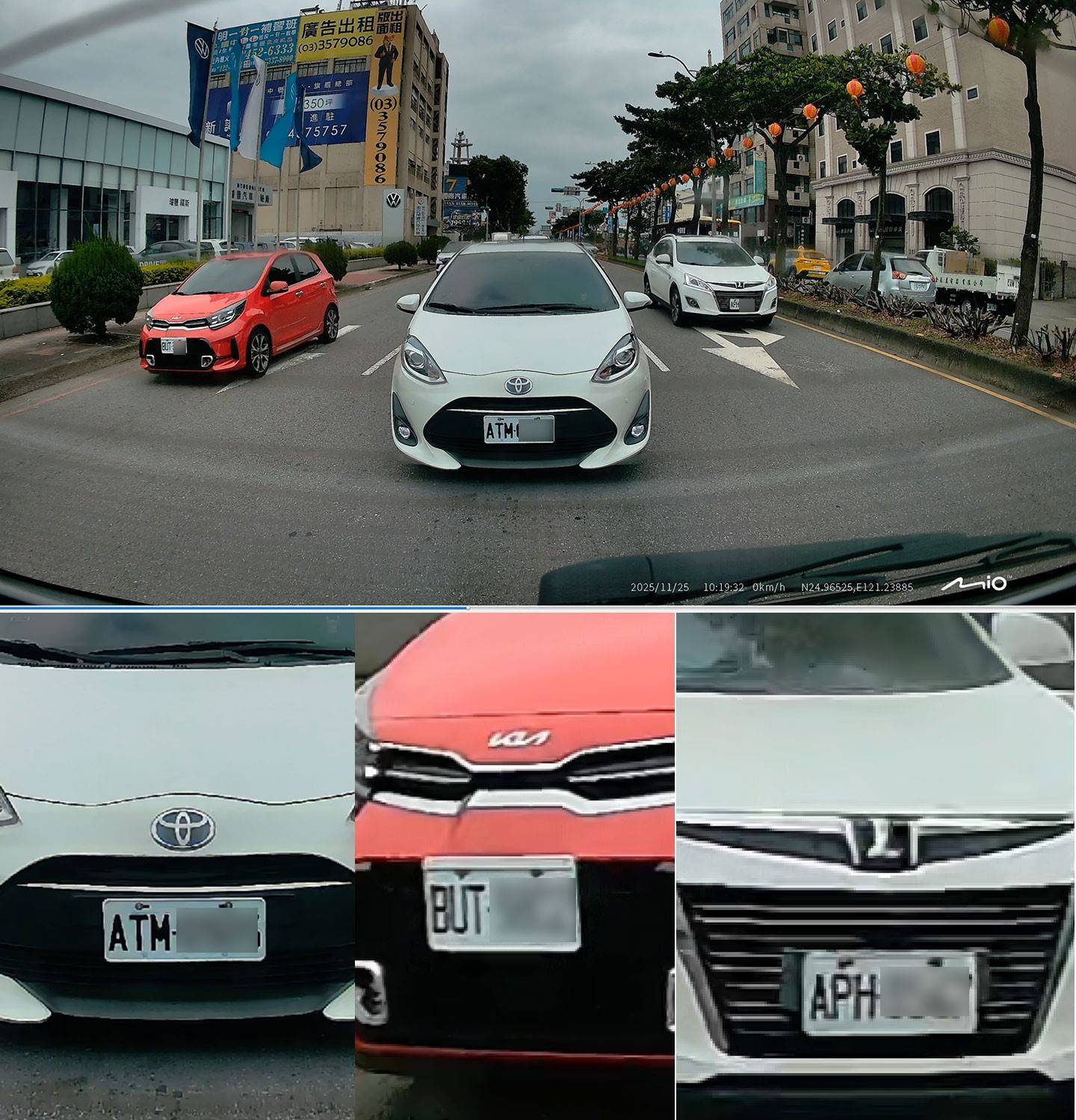 後鏡頭同樣是 4K 高解析度,在白天的清晰度可以說無可挑剔,無論是緊跟在後方的車輛,還是左、右車道較遠的後車,畫面放大後的車牌都能完整辨識。