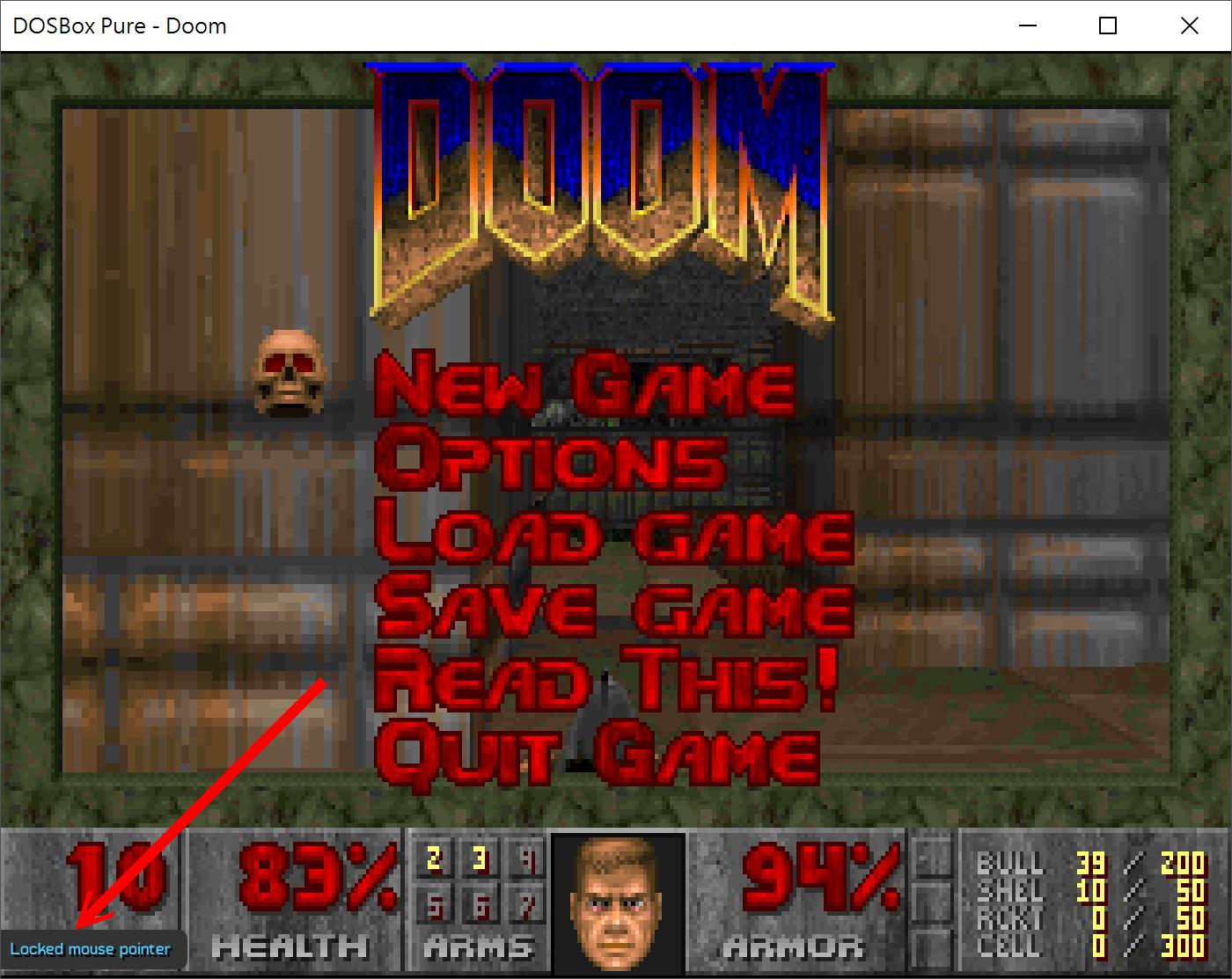 如果是遊玩需要使用滑鼠的遊戲或執行Windows作業系統，則可按下預設的快捷鍵Ctrl + F11，鎖定滑鼠範圍以免游標超出DOSBox Pure Unleashed視窗。