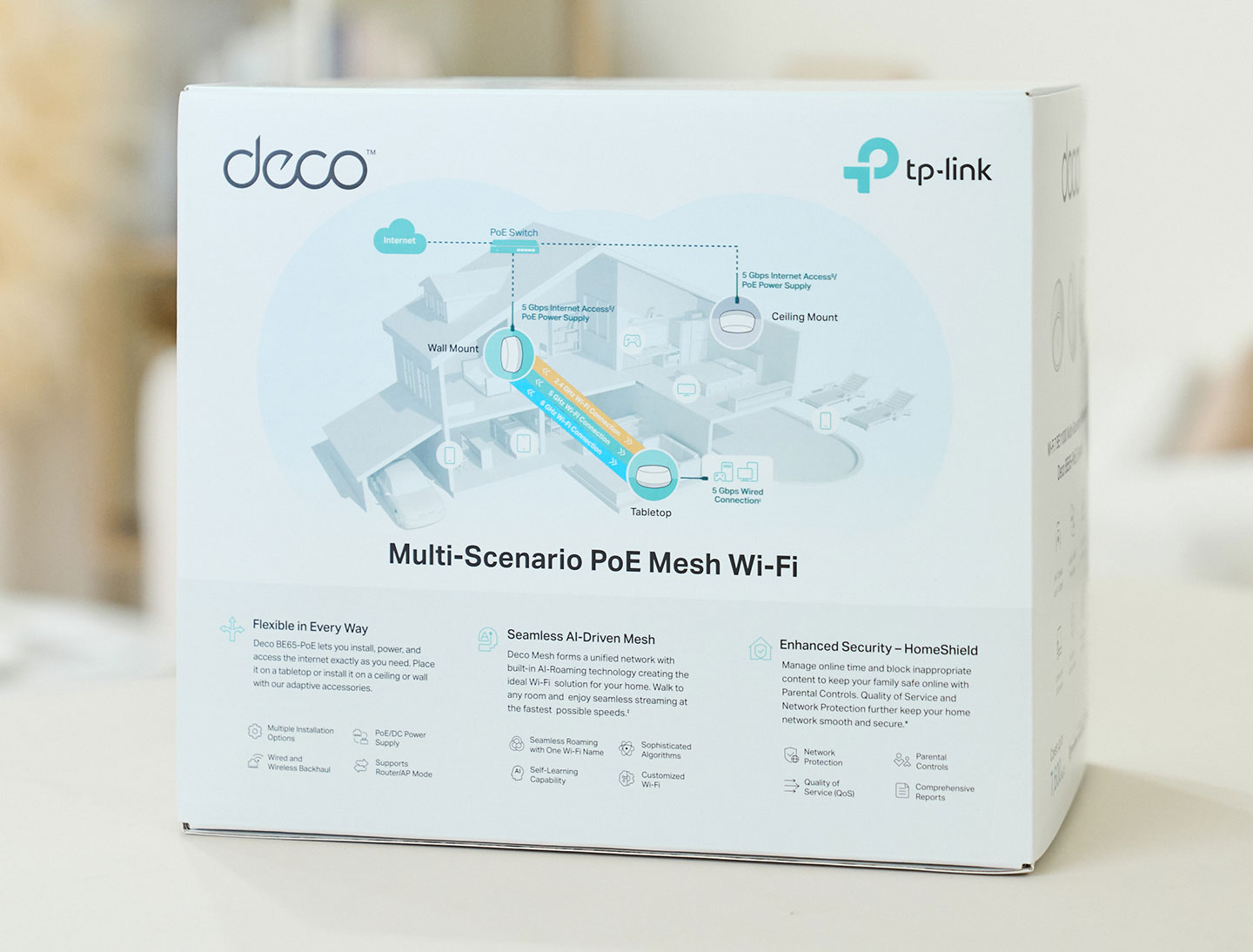 外盒背面可以看到實際安裝應用的方式，以及主打的特色規格。