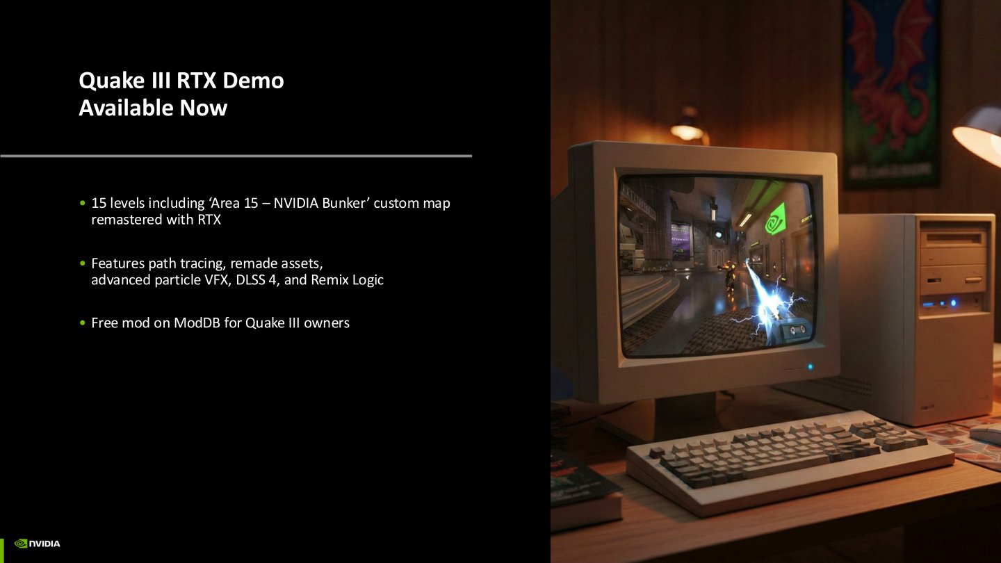 擁有《雷神之鎚 III》的玩家可以到ModDB網站免費下載RTX Remix版本模組，享受15個額外關卡。