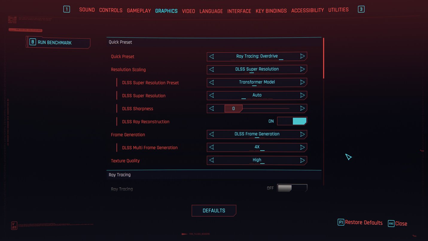 開啟6X動態畫格生成覆寫後，還需要在遊戲內的設定開啟DLSS畫格生成，但這邊選擇的生成倍率就不重要了。