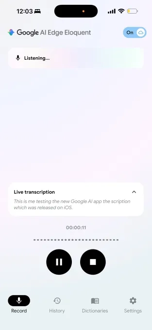 Google 悄推離線 AI 聽寫 App「Eloquent」，自動過濾語氣詞、還能幫你潤稿