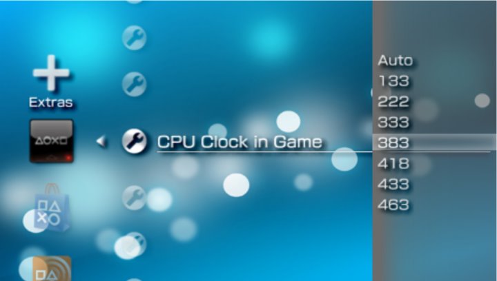 ARK-5自製韌體能夠在系統主選單中設定時脈。（圖片來源：Wololo）