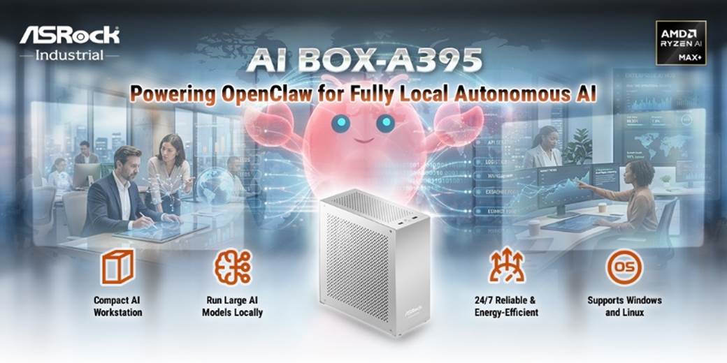 ASRock Industrial AI BOX-A395是款能夠在本地端執行OpenClaw的迷你電腦。