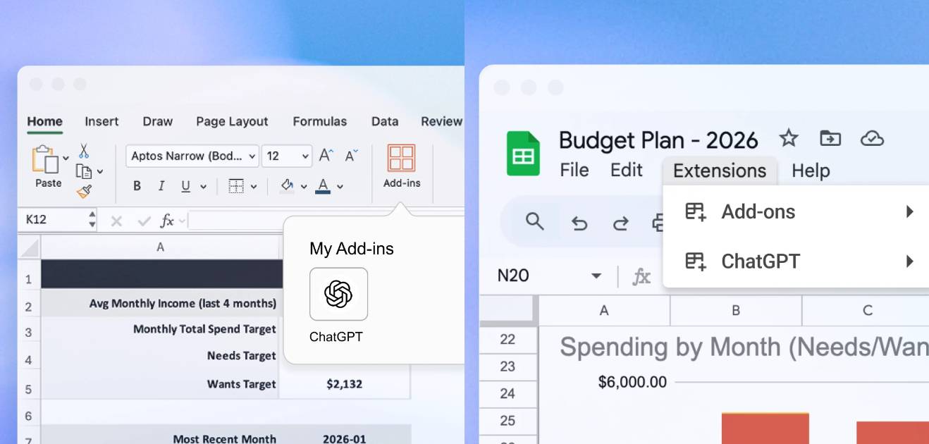 ChatGPT 登陸 Excel 與 Google Sheets，試算表側邊欄可直接使用 AI