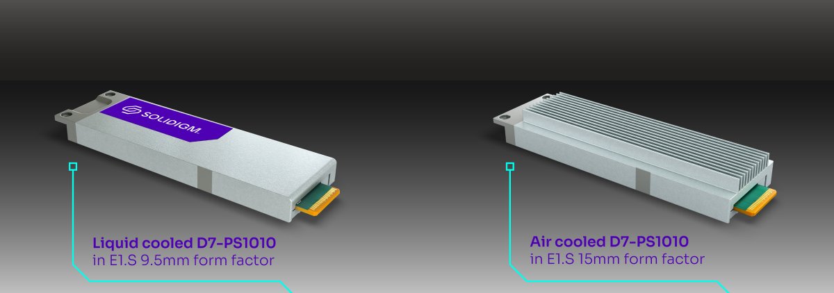 氣冷版D7-PS1010的尺寸為E1.S 15mm，水冷版則為E1.S 9.5mm，有助於提高機櫃的儲存密度。