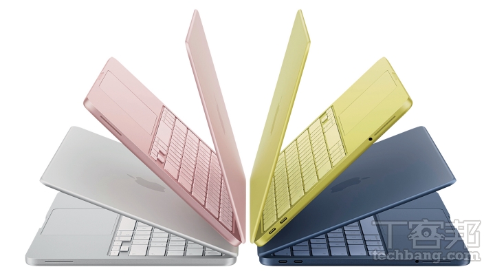 Apple MacBook Neo 採用更年輕化的多彩色系設計，推出胭粉色、靛青色、銀色和青橘黃色。