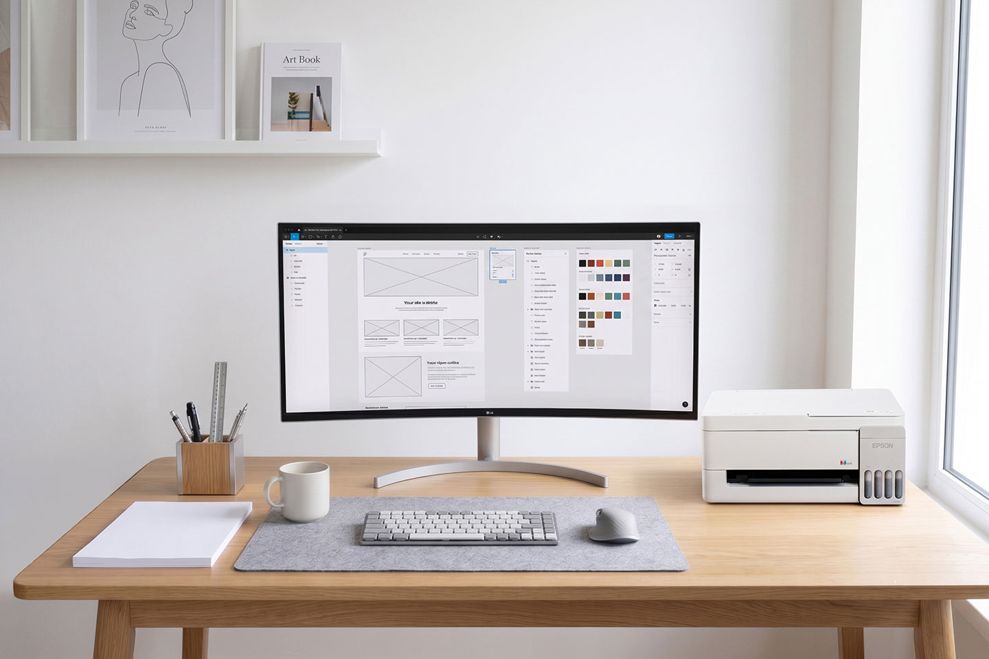 同為三合一功能的Epson L3316 採白色機身設計，能完美搭配走日系極簡風格的空間。
