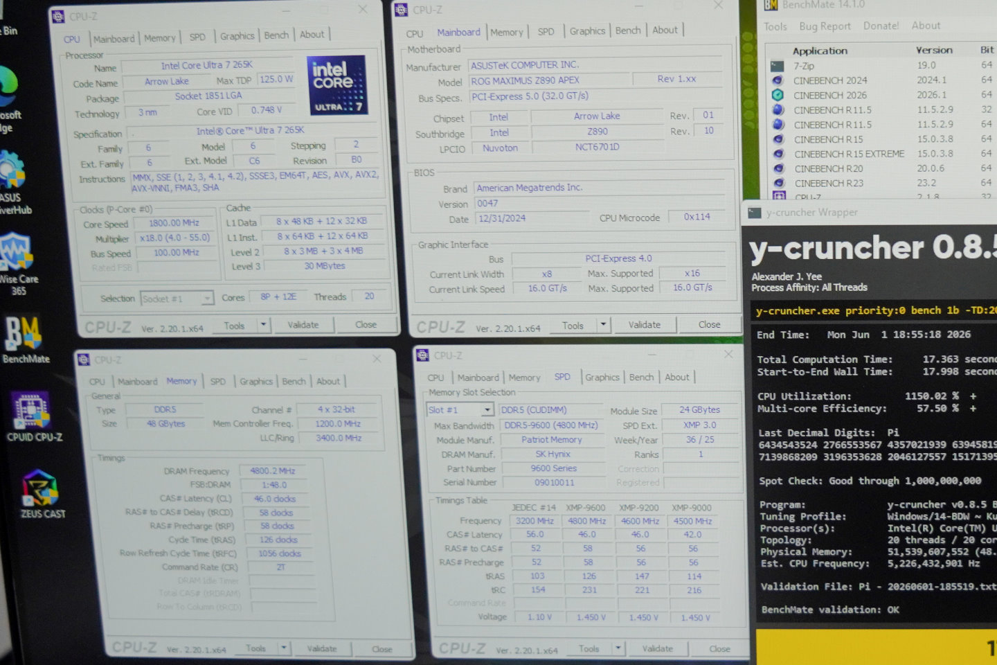 在現場展示中，Viper Steel 5 Infinite DDR5超頻至DDR5-9600，時序值為46-58-58-126，展現更高的傳輸速度與效能表現。