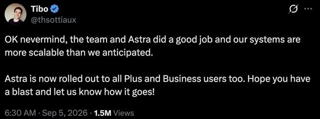 GPT-6 Astra正式登場Plus用戶:找不到模型別慌,僅支援「Work」與「Codex」