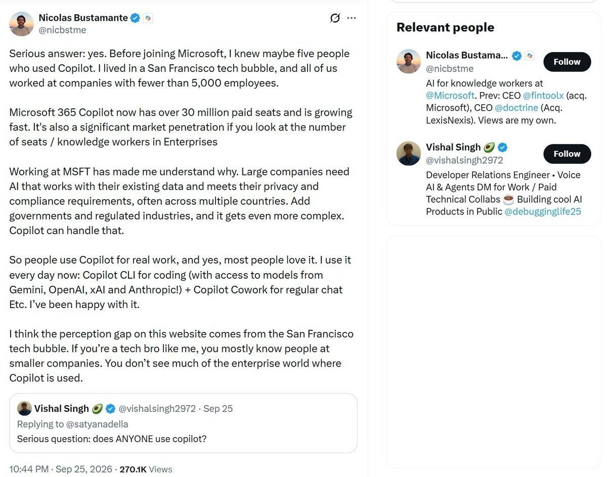 到底誰在用Copilot?微軟員工戳破科技圈同溫層:跨國企業在意的跟你想的不一樣